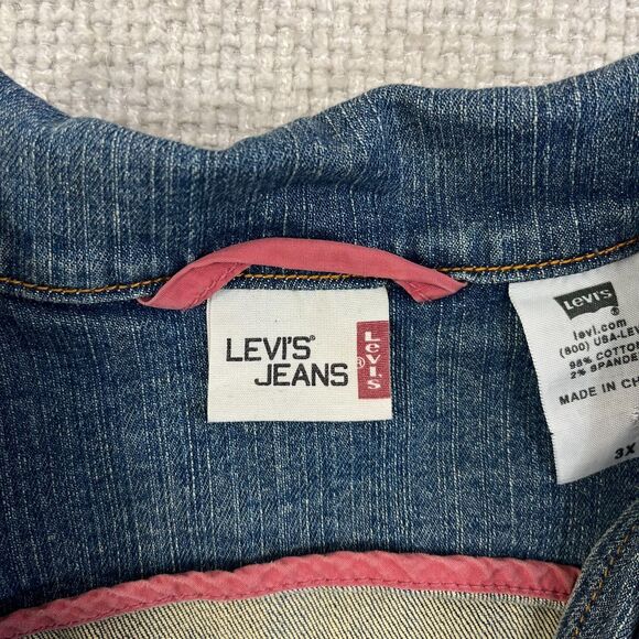 Vintage Levis Denim Jean Jacket Women's 3X Blue Western Outdoors Button Up - Picture 4 of 8